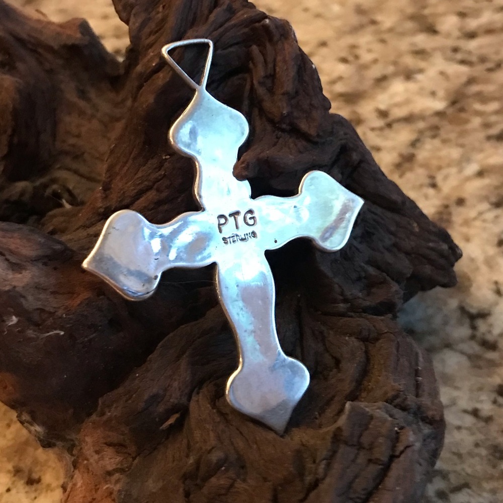 Navajo Designer PTG Large Sterling Cross - Picture 5 of 7